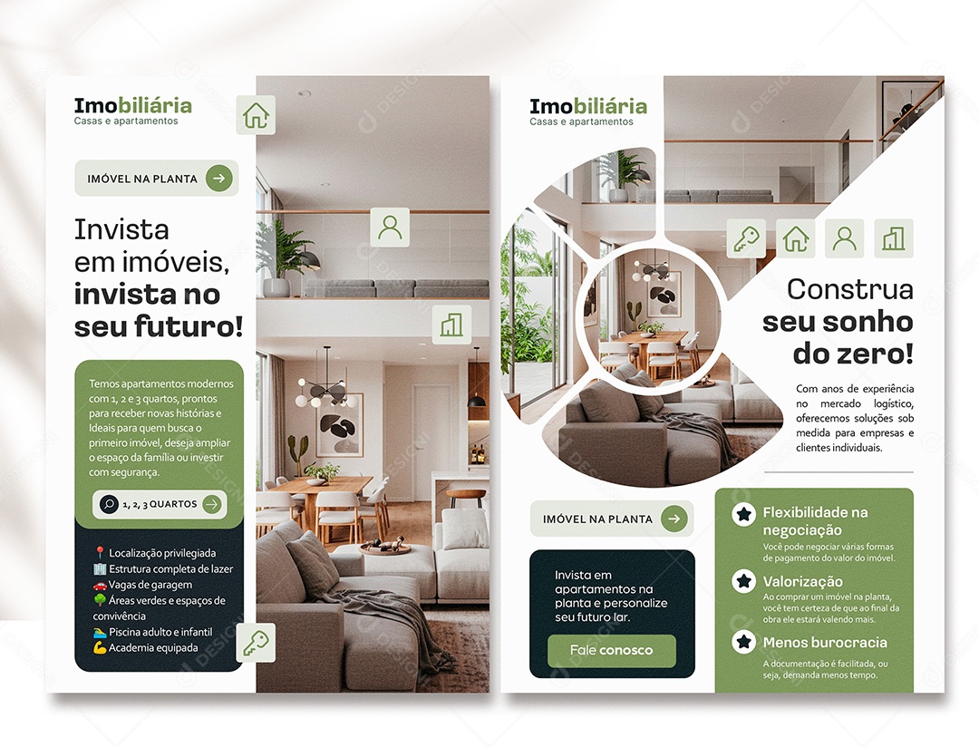 Panfleto Corrretor Invista em Imóveis Invista no Seu Futuro PSD Editável