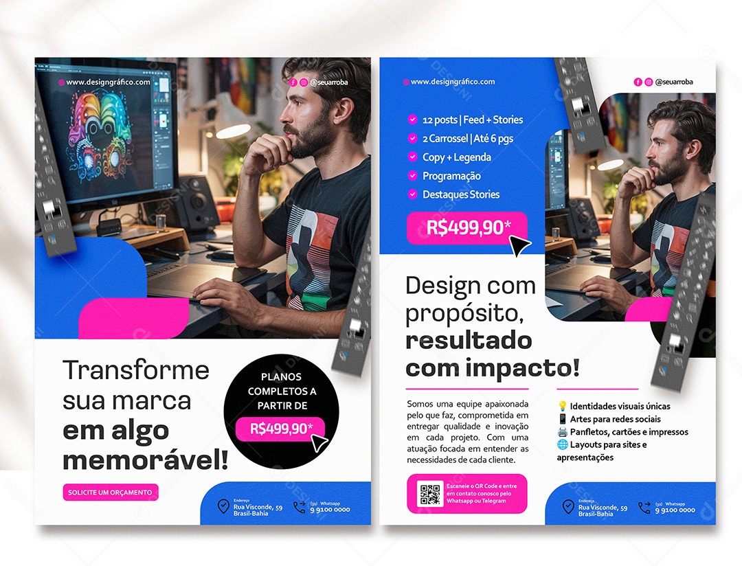 Panfleto Design Gráfico Transforme Sua Marca em Algo Memorável PSD Editável