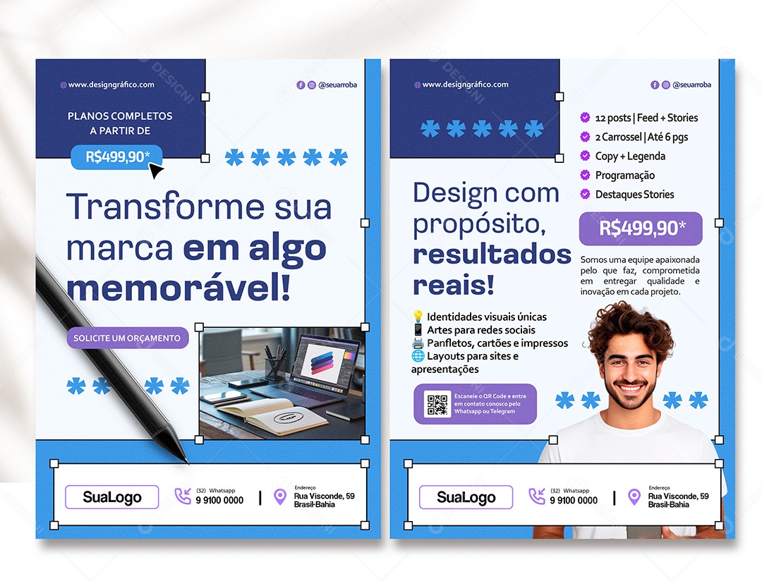 Panfleto Design Gráfico Transforme Sua Marca PSD Editável