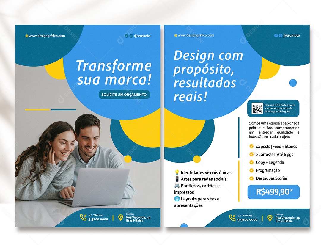 Panfleto Design Gráfico Transforme Sua Marca PSD Editável