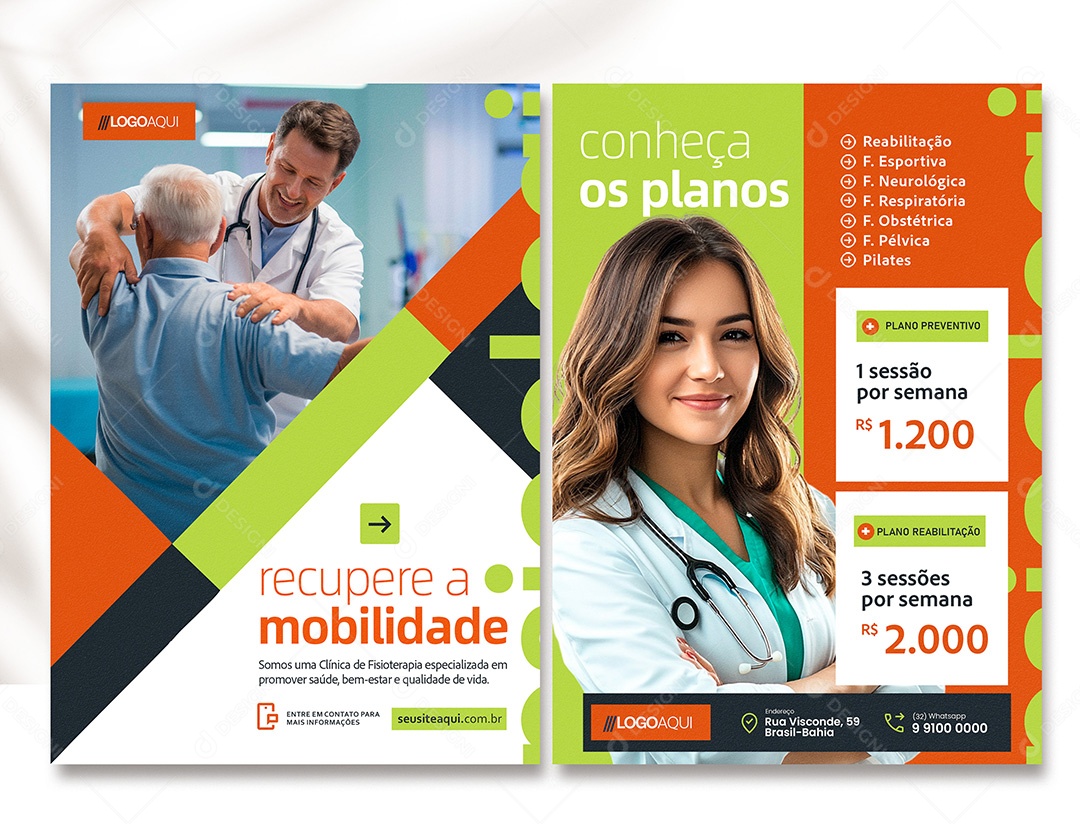 Panfleto Fisioterapia Recupere a Mobilidade PSD Editável