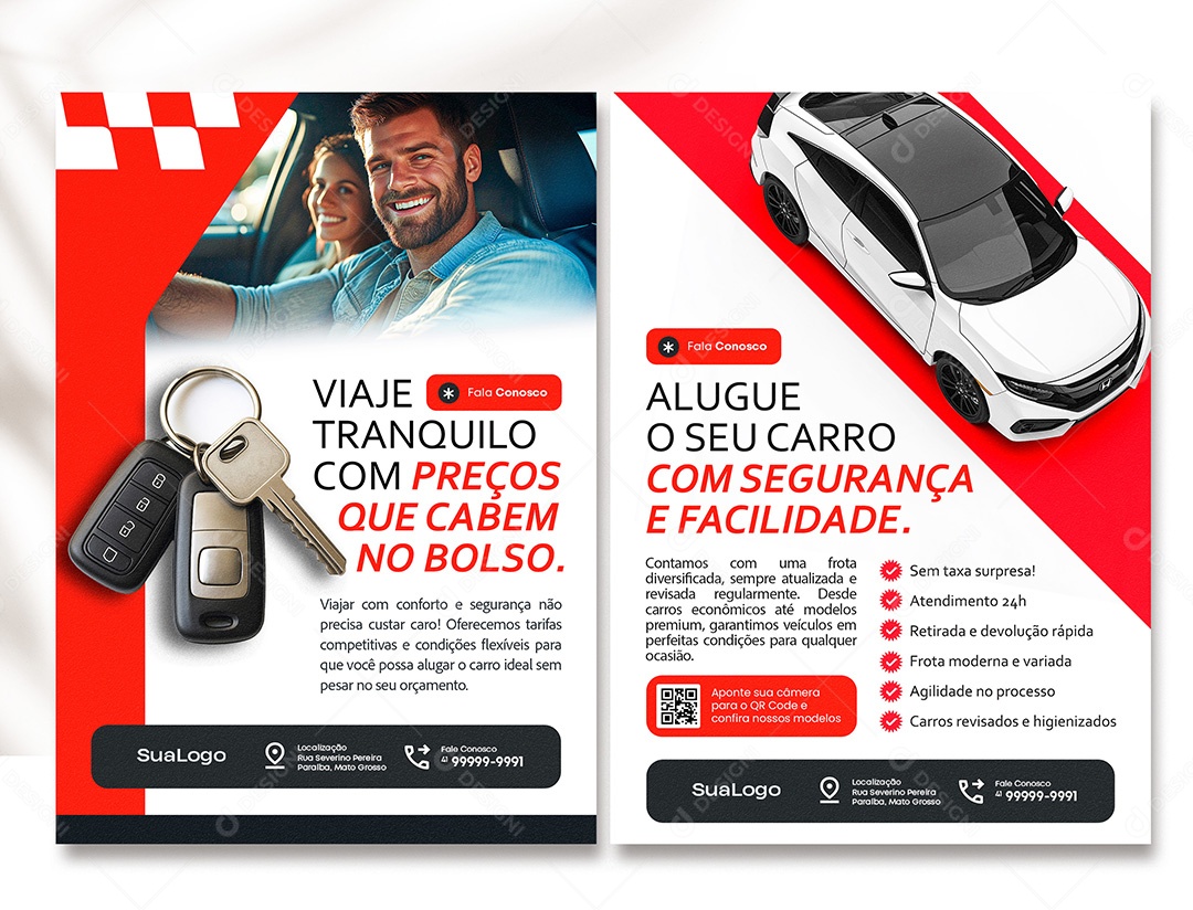 Panfleto Locaçao de Carro Viaje Tranquilo PSD Editável