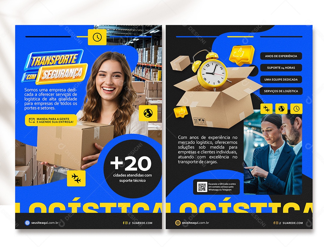 Panfleto Logística Transporte com Segurança PSD Editável
