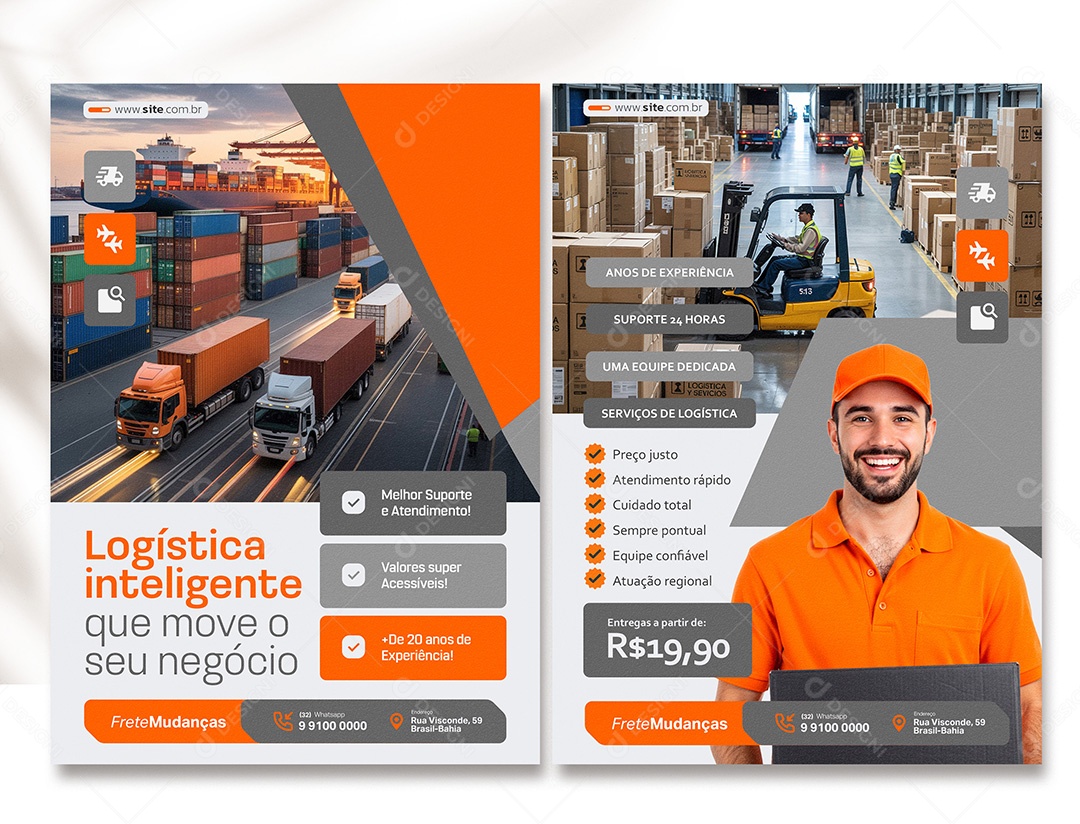 Panfleto Logística Inteligente Que Move o Seu Negócio PSD Editável