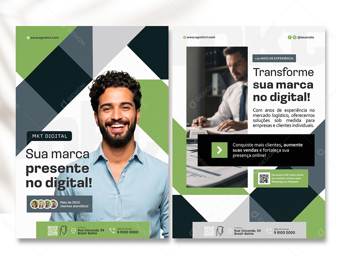 Panfleto Marketing Sua Marca Presente no Digital PSD Editável