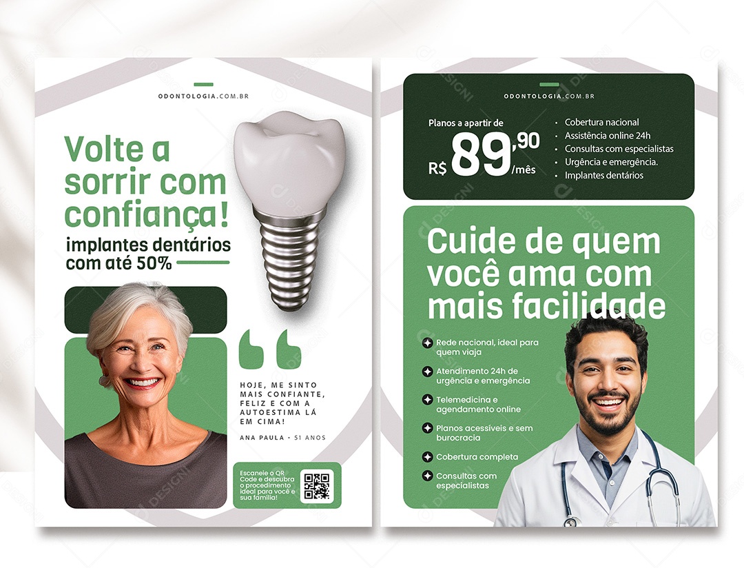 Panfleto Odontologia Volte a Sorrir com Confiança PSD Editável
