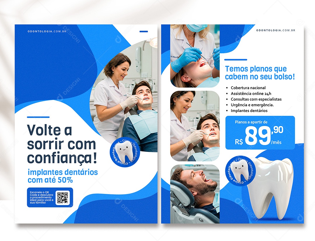 Panfleto Odontologia Volte a Sorrir com Confiança PSD Editável