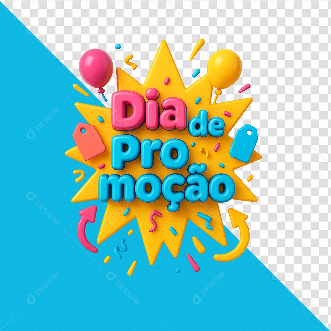 Selo 3D Dia de Promoção para Composição PSD