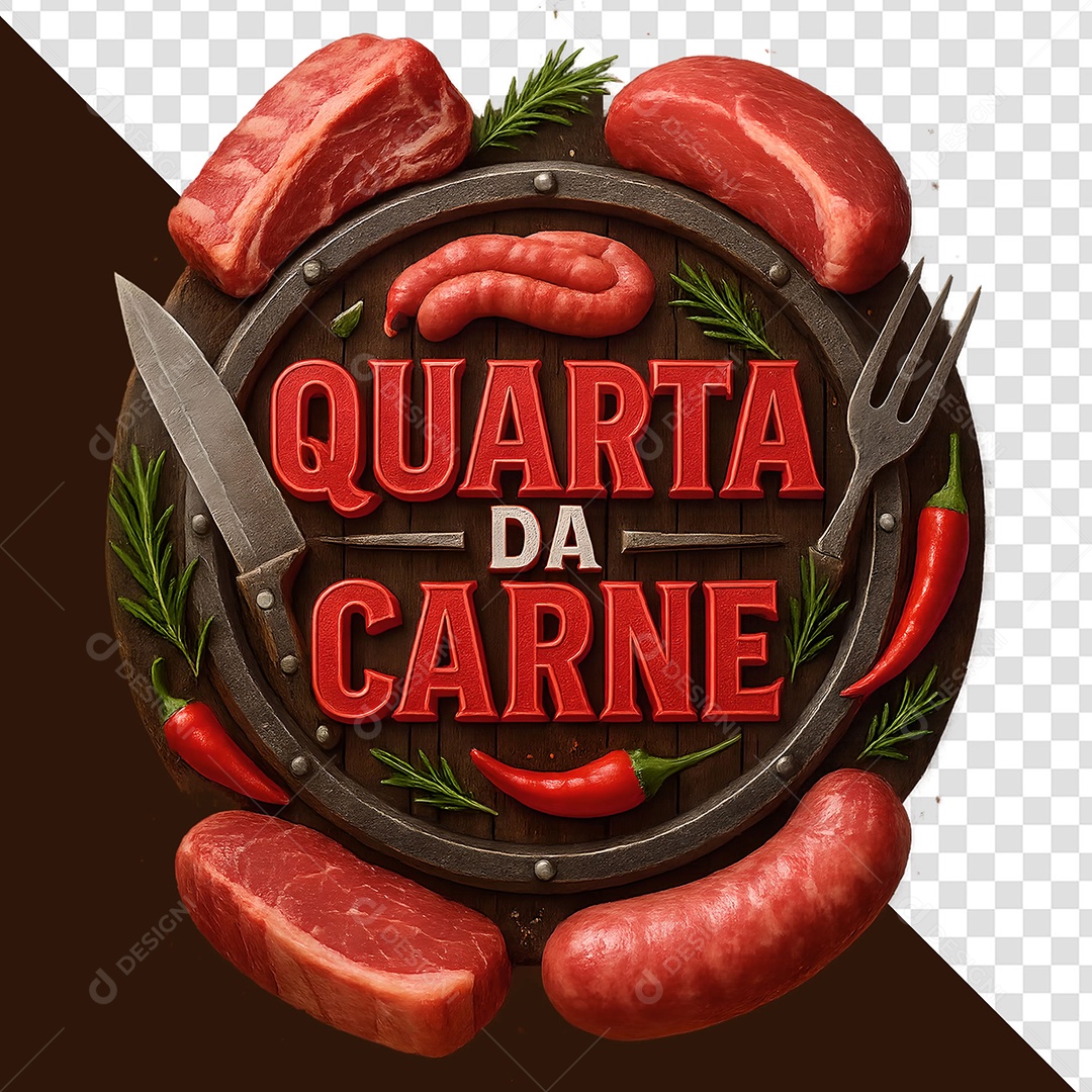 Selo 3D Oferta Quarta da Carne para Composição PSD