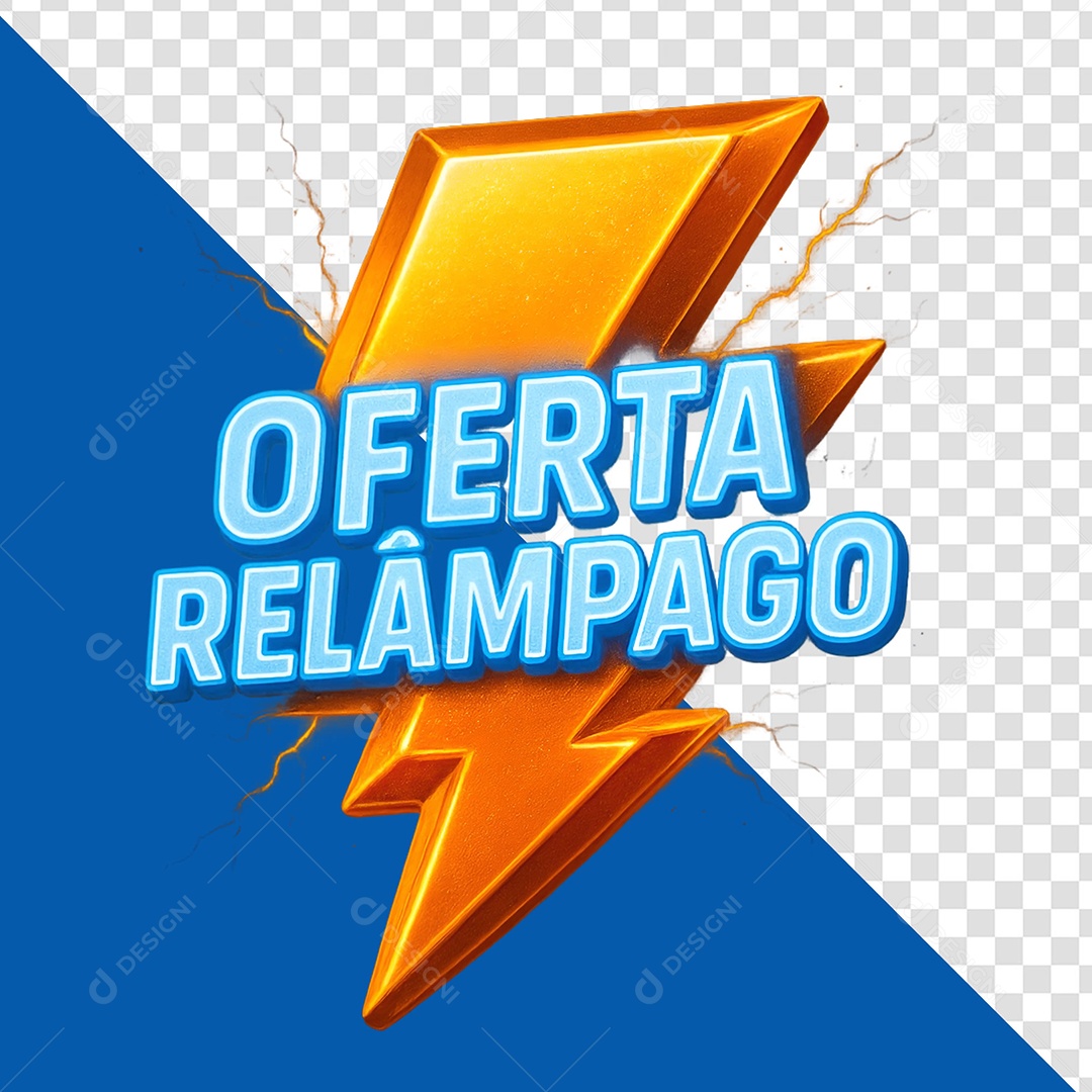 Selo 3D Oferta Relâmpago para Composição PSD