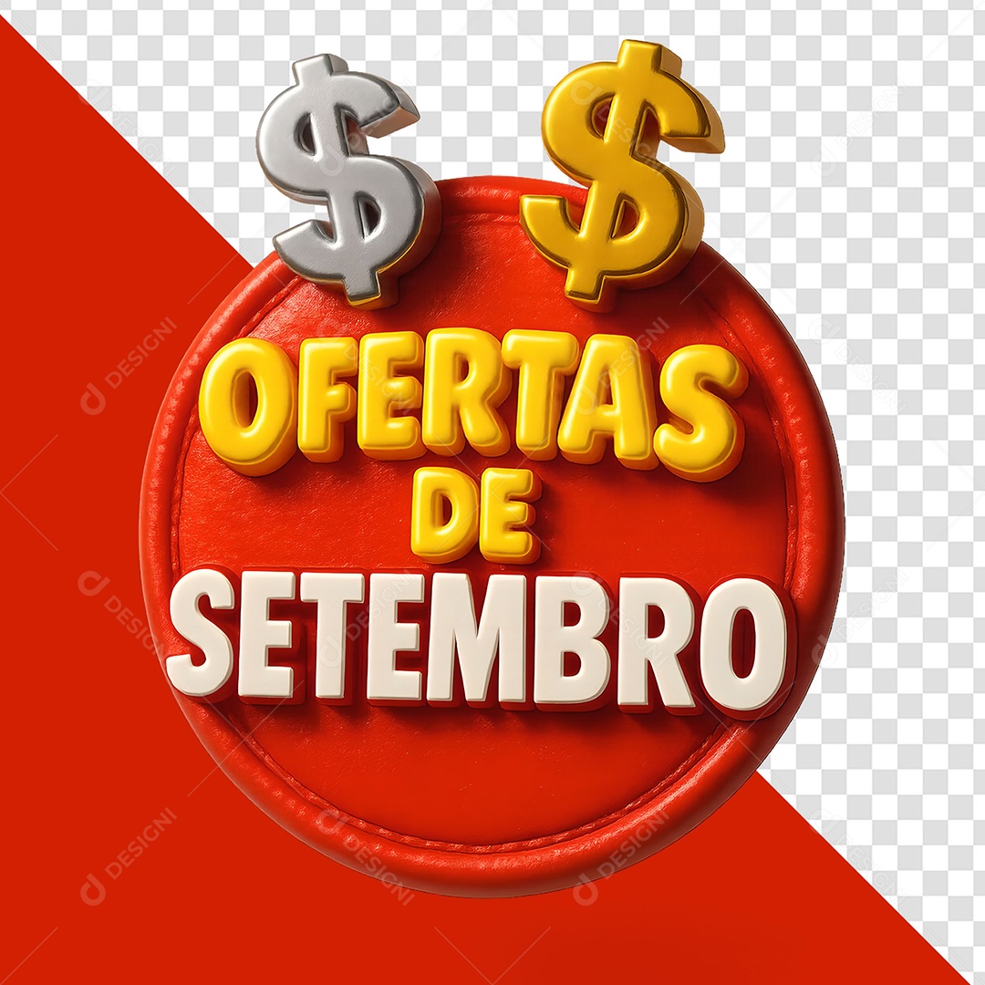 Selo 3D Ofertas de Setembro para Composição PSD