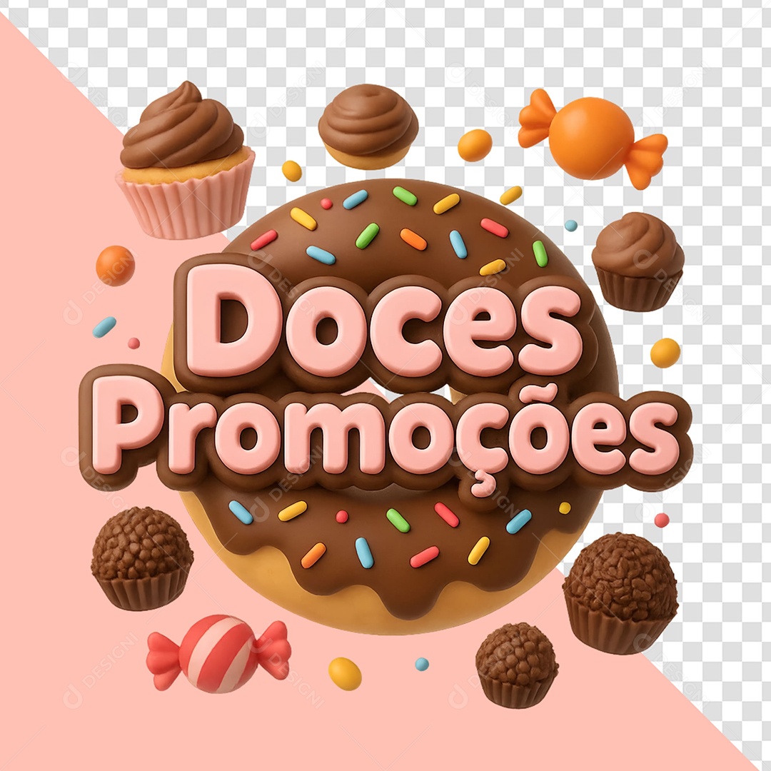 Selo 3D Promoção de Doces para Composição PSD