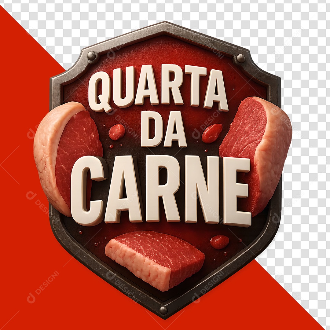 Selo 3D Quarta da Carne para Composição PSD