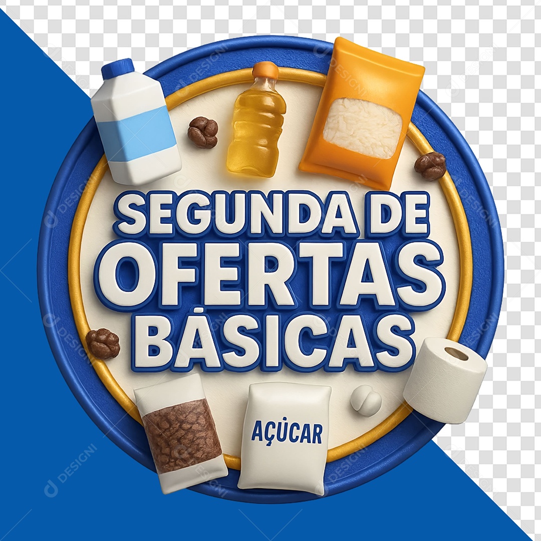 Selo 3D Segunda de Ofertas Básicas para Composição PSD
