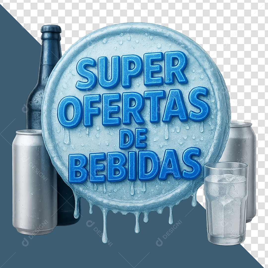 Selo 3D Supre Ofertas de Bebidas para Composição PSD