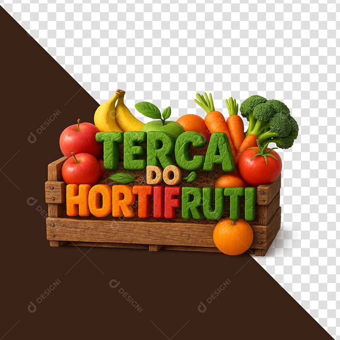 Selo 3D Terça do Hortifruti Oferta para Composição PSD
