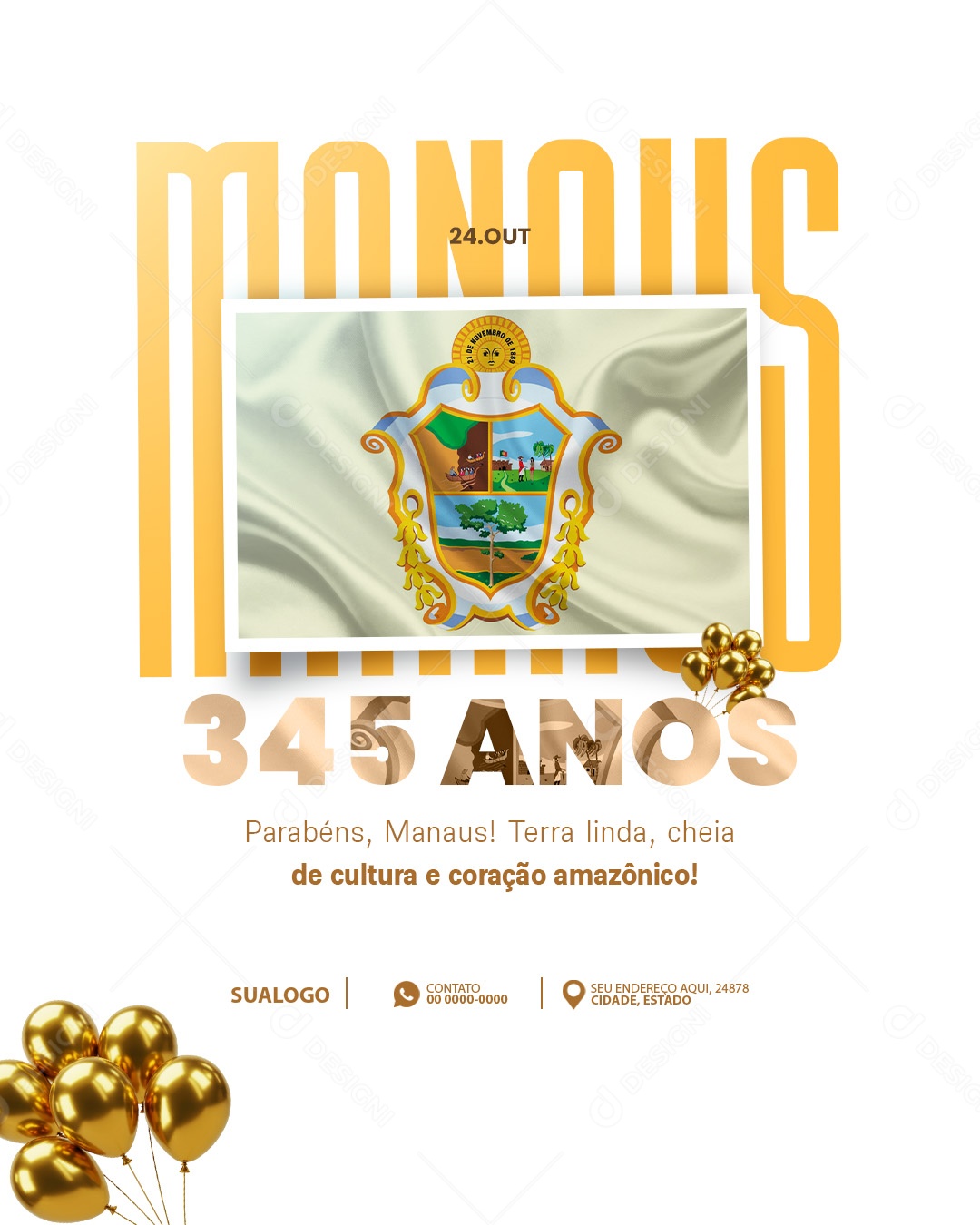 Aniversário de Manaus 24 de Outubro 345 Anos Social Media PSD Editável