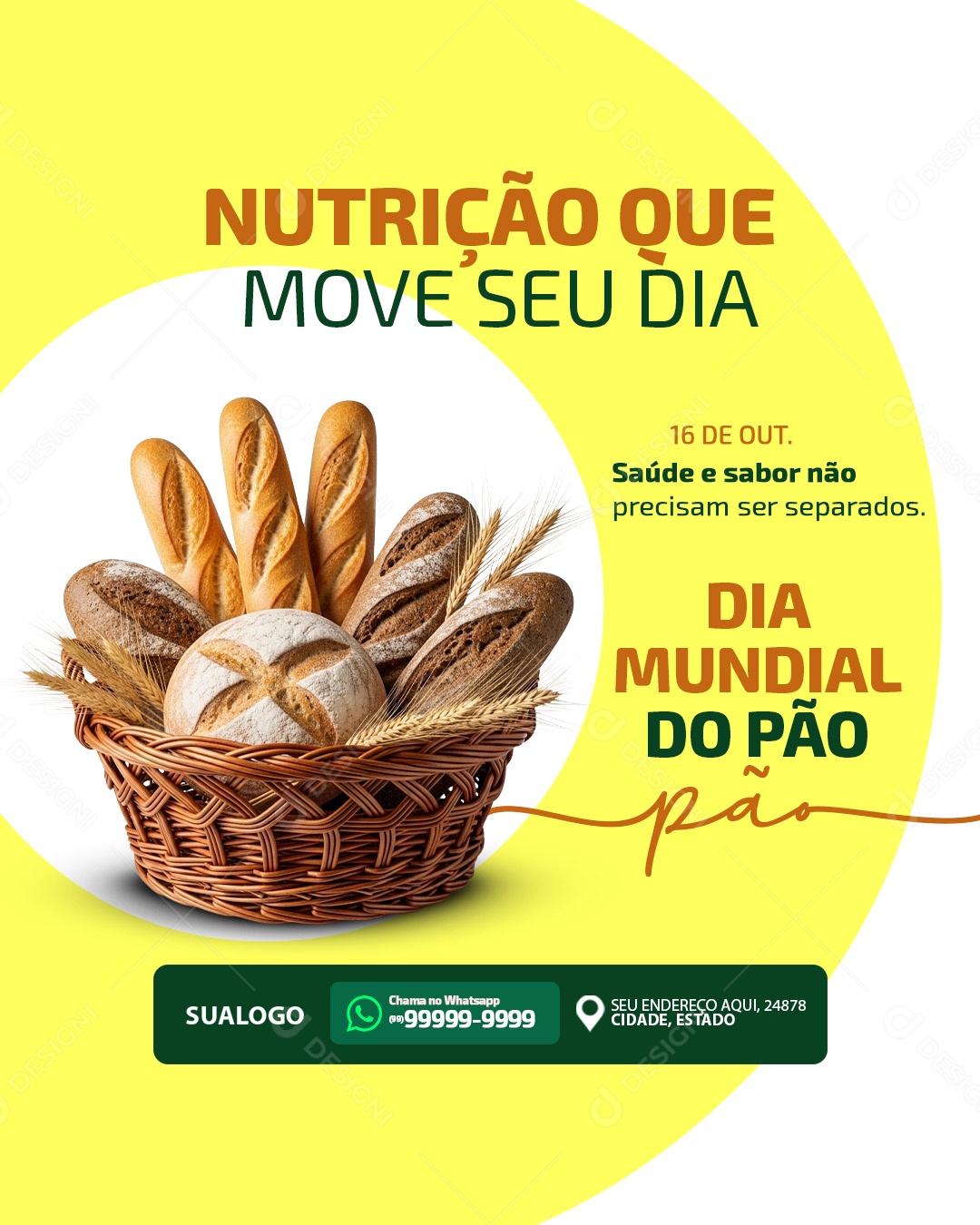 Social Media Dia Mundial do Pão 16 de Outubro PSD Editável