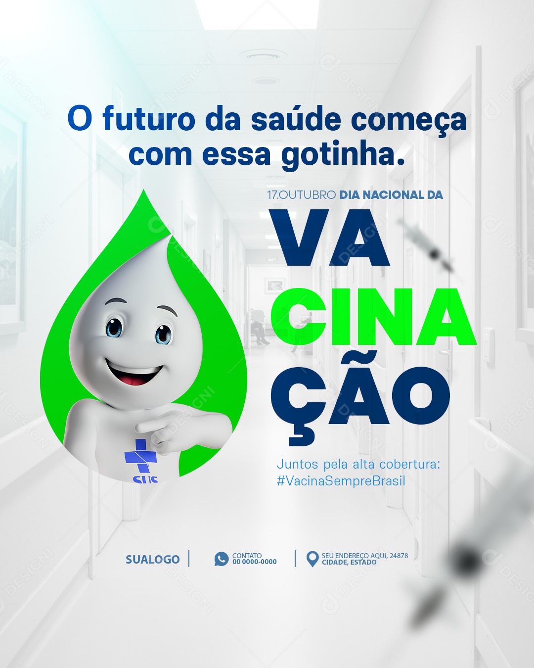 Prefeitura Hoje é Dia de Vacina Social Media PSD Editável