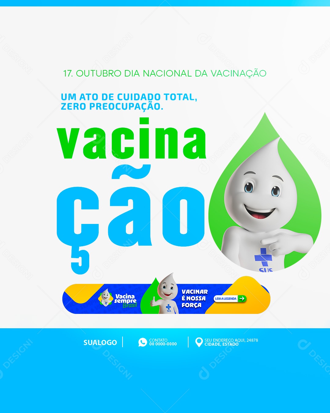 Prefeitura Hoje é Dia de Vacina Social Media PSD Editável