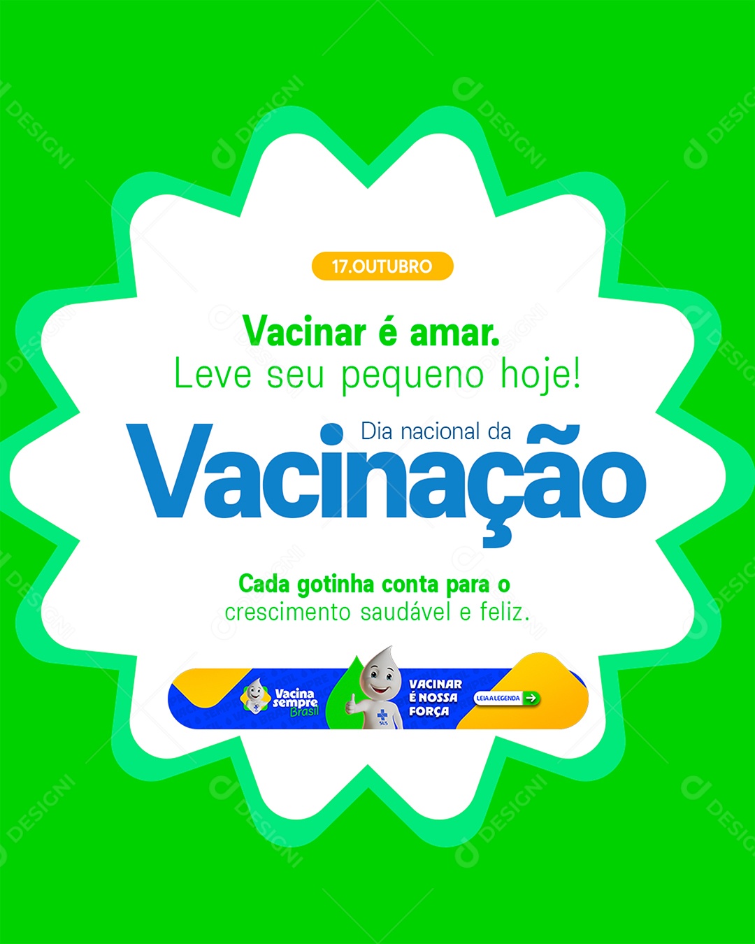 Prefeitura Hoje é Dia de Vacina Social Media PSD Editável