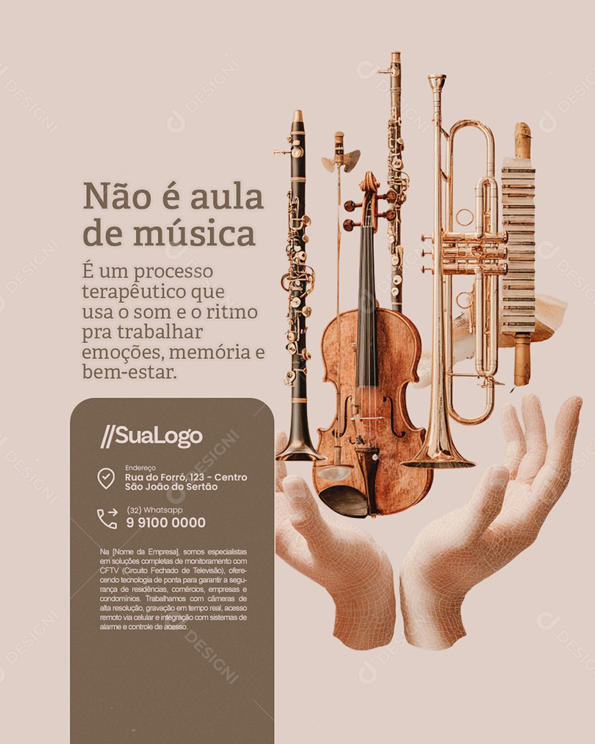 Musicoterapeuta Não é Aula de Música Social Media PSD Editável