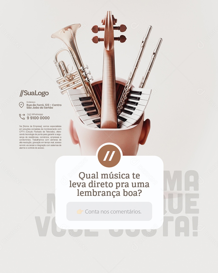 Musicoterapeuta Qual Música Te Leva Direto Pra Uma Lembrança Boa Social Media PSD Editável