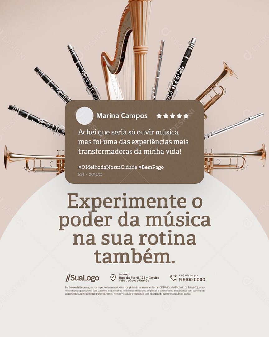 Musicoterapeuta Experimente o Poder da Música Feedback Social Media PSD Editável