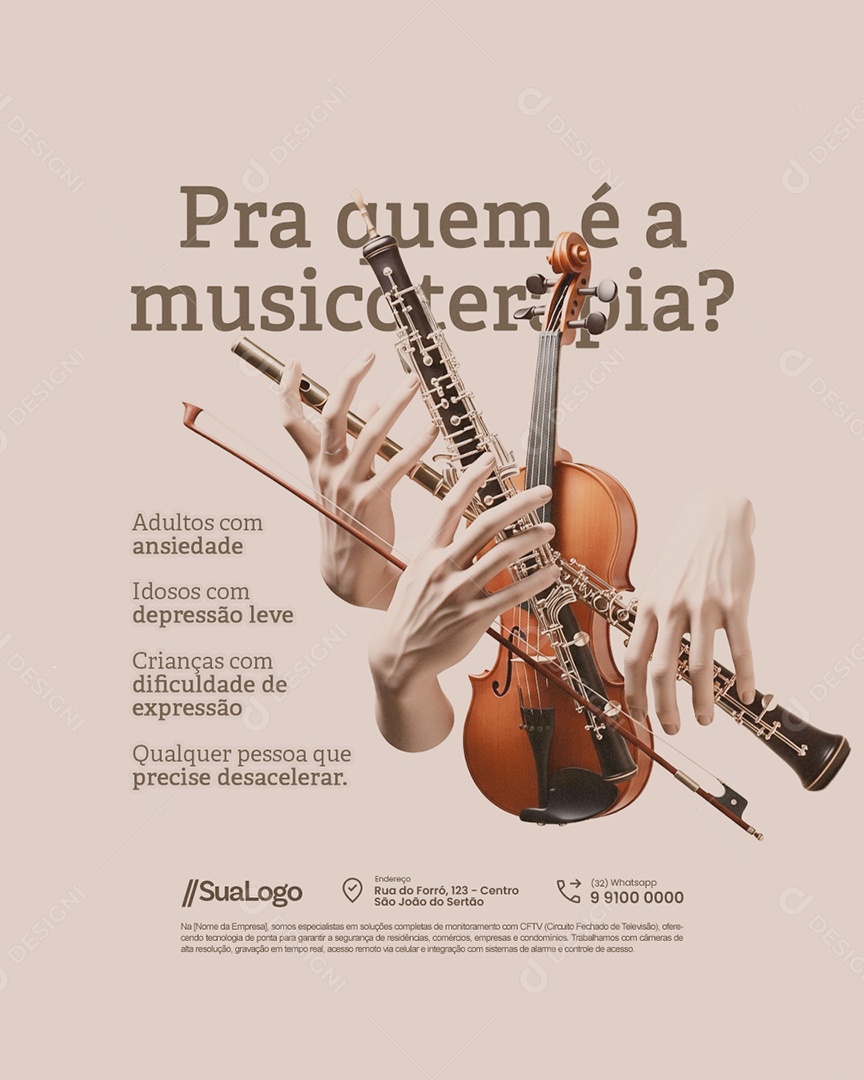 Musicoterapeuta Pra Quem é a Musicoterapia Social Media PSD Editável