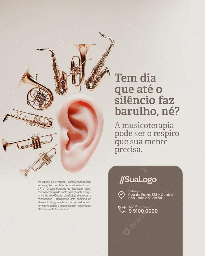 Musicoterapeuta Tem Dia Que Até o Silêncio Faz Barulho Social Media PSD Editável