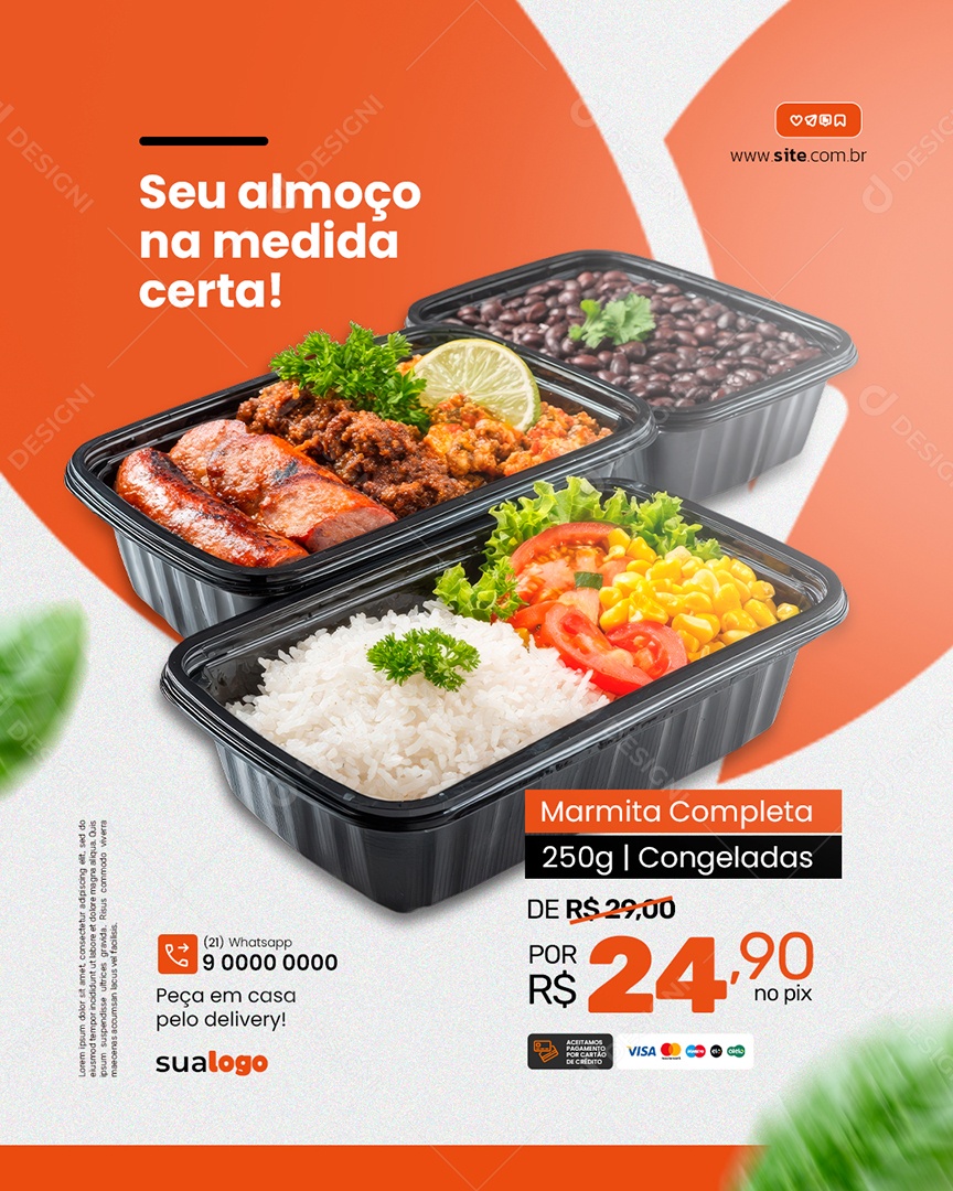 Marmitaria Seu Almoço na Medida Certa Social Media PSD Editável