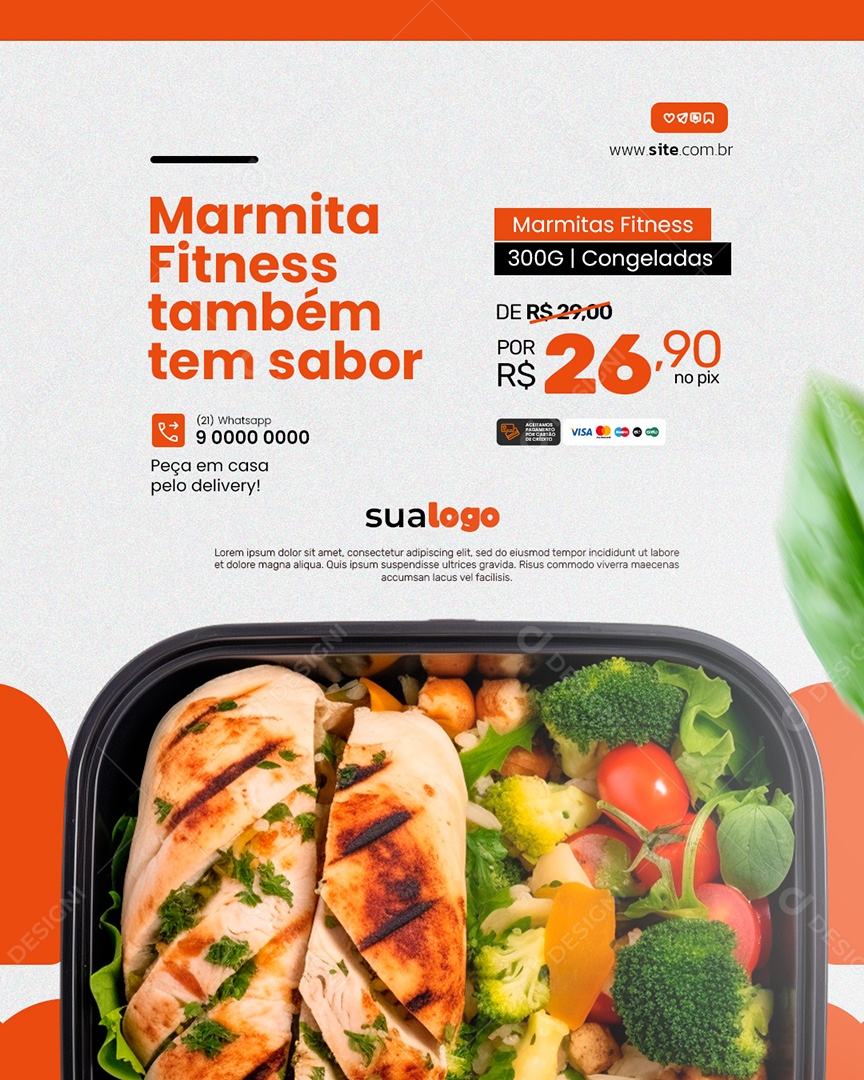 Marmitaria Marmitas Fitness Também Tem Sabor Social Media PSD Editável