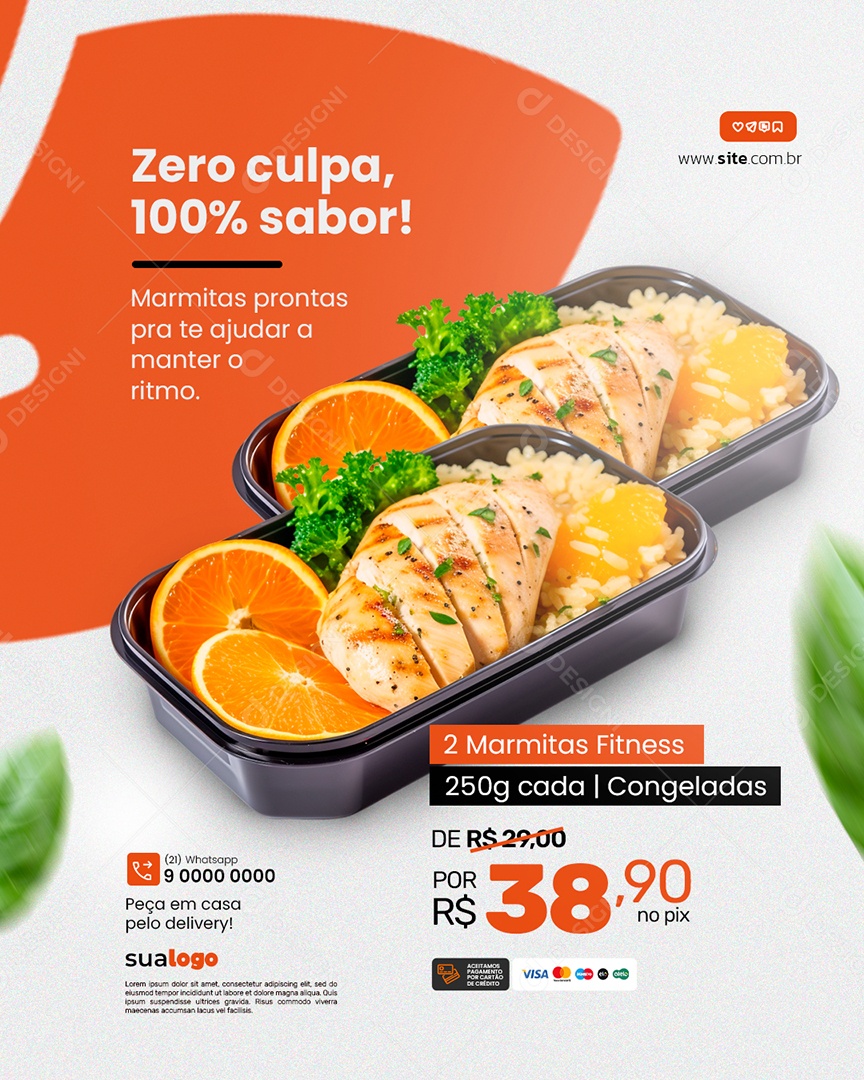 Marmitaria Zero Culpa Marmitas Prontas Social Media PSD Editável