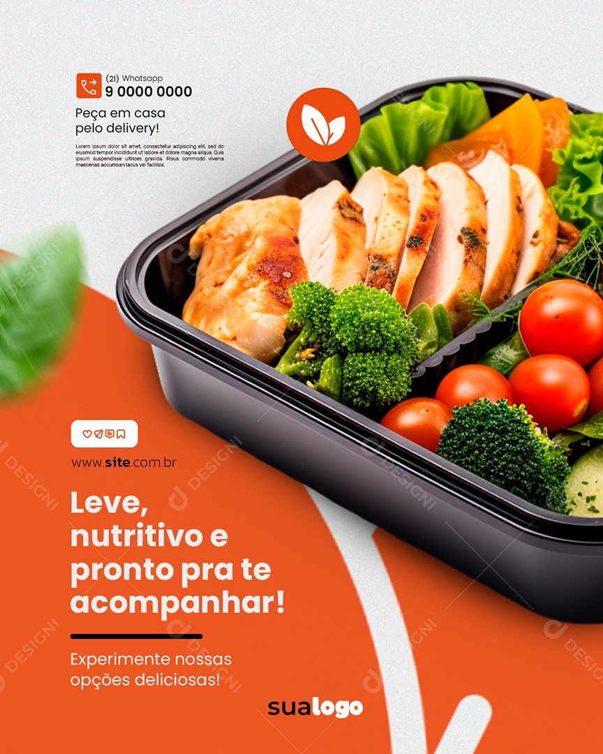 Marmitaria Leve Nutritivo e Pronto Pra Te Acompanhar Social Media PSD Editável