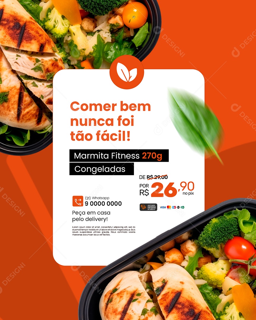 Marmitaria Comer Bem Nunca Foi Tão Fácil Social Media PSD Editável