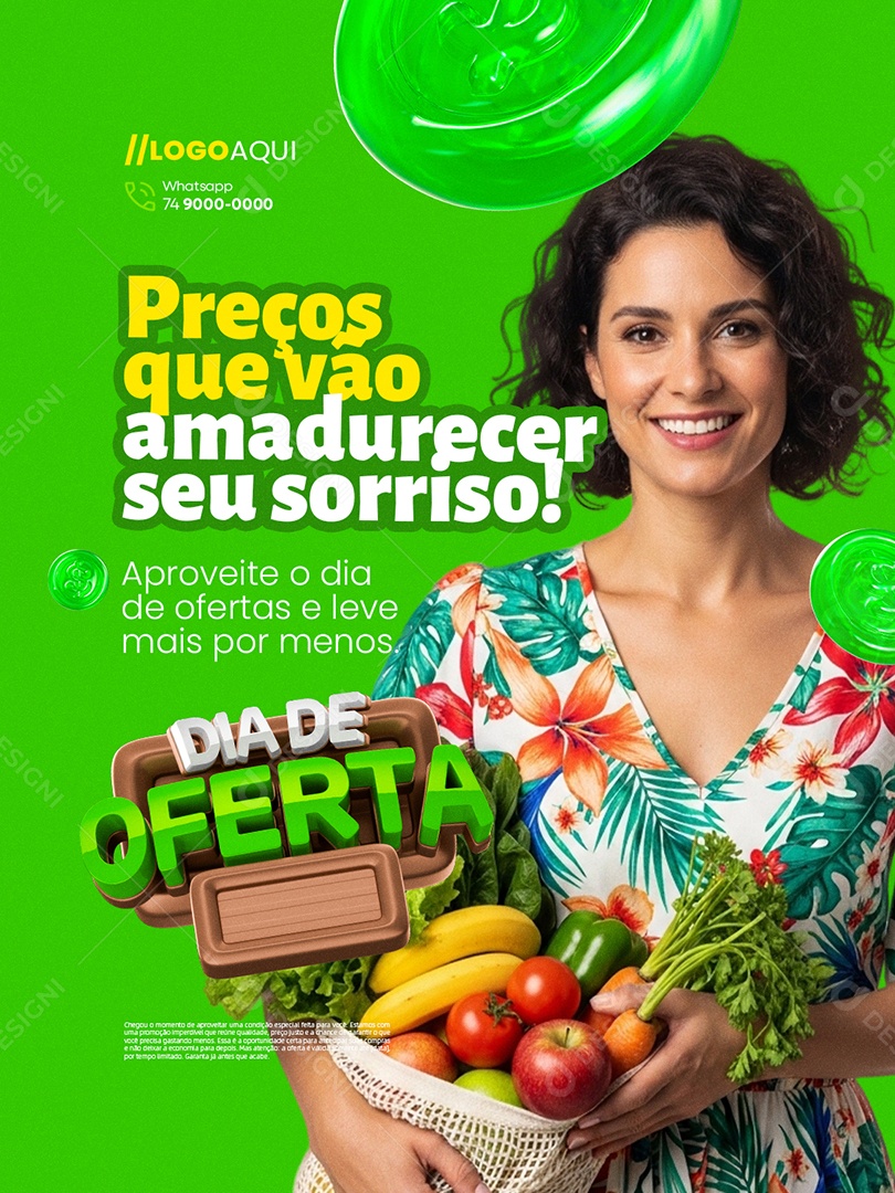 Dia de Oferta Hortifruti Preços Que Vão Amadurecer Seu Sorriso Social Media PSD Editável