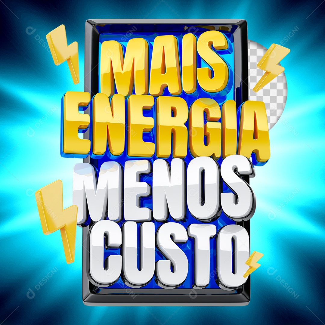 Mais Energia Menos Custo Selo 3D para Composição PSD