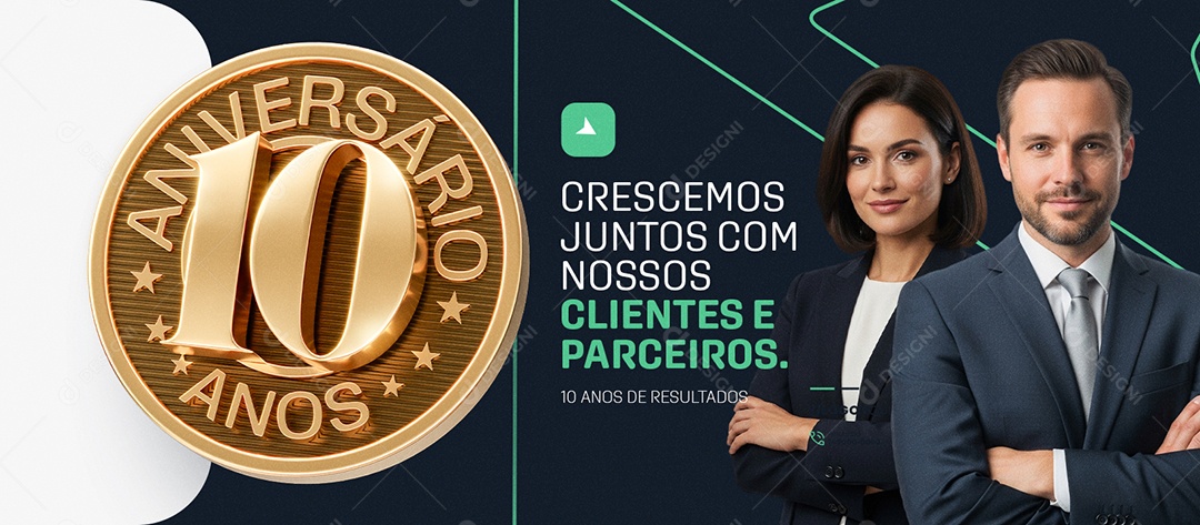 Banner Aniversário Dez Anos Contabilidade Crescemos Juntos Social Media PSD Editável