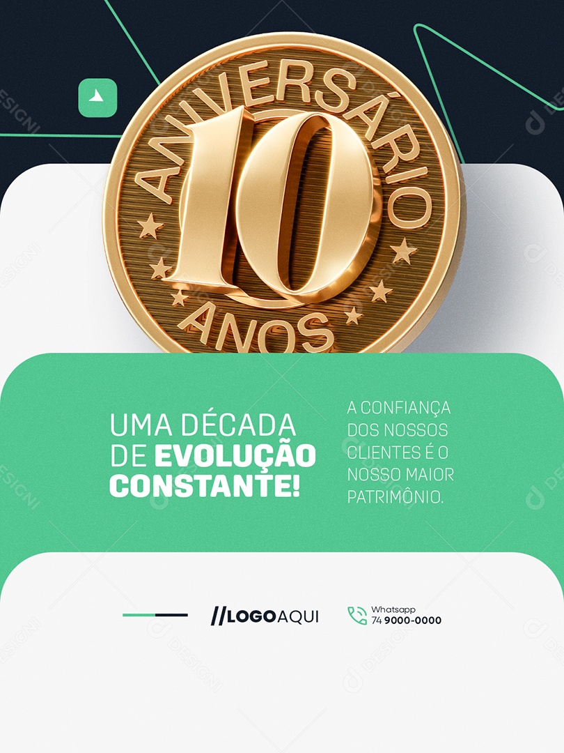 Aniversário Dez Anos Contabilidade Uma Década de Evolução Constante Social Media PSD Editável