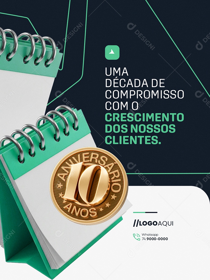 Aniversário Dez Anos Contabilidade Uma Década de Compromisso Social Media PSD Editável