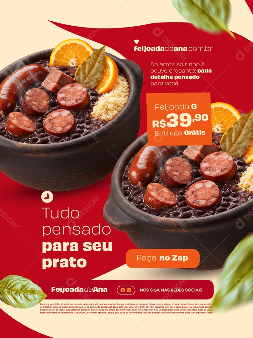 Feijoada Tudo Pensado para Seu Prato Social Media PSD Editável