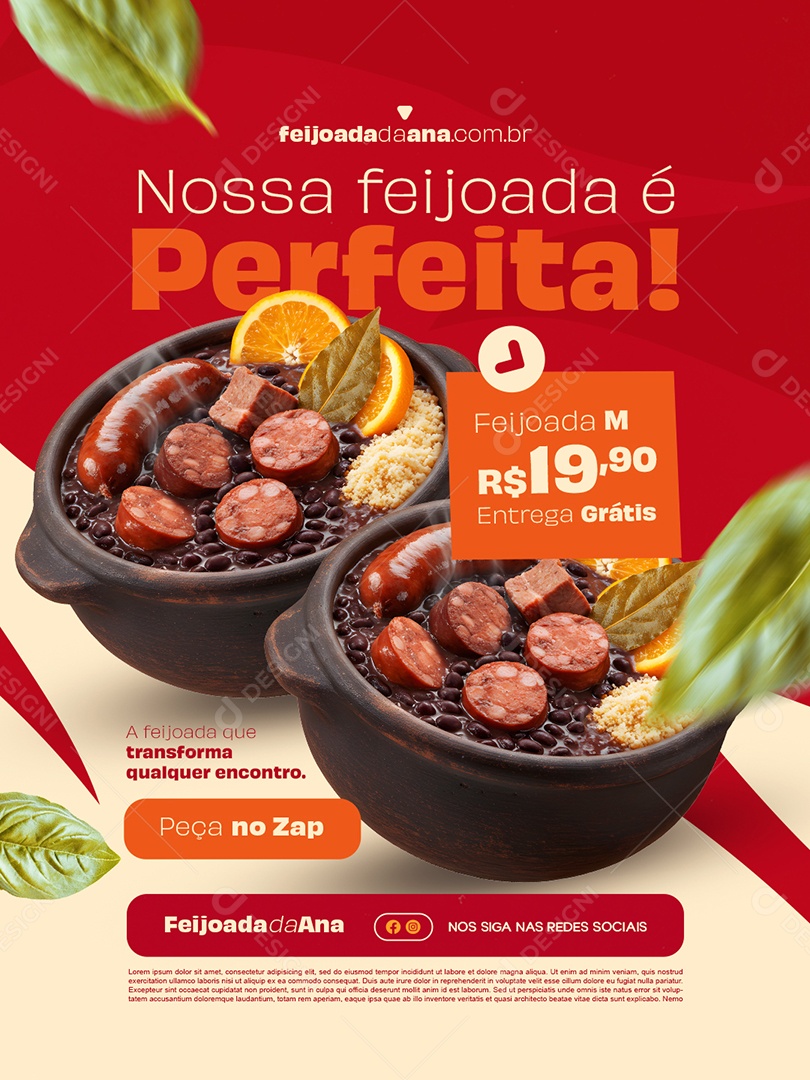 Nossa Feijoada é Perfeita Peça no Zap Social Media PSD Editável