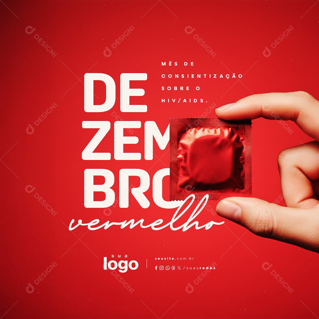 Dezembro Vermelho Mês de Conscientização Sobre o HIV e AIDS Social Media PSD Editável