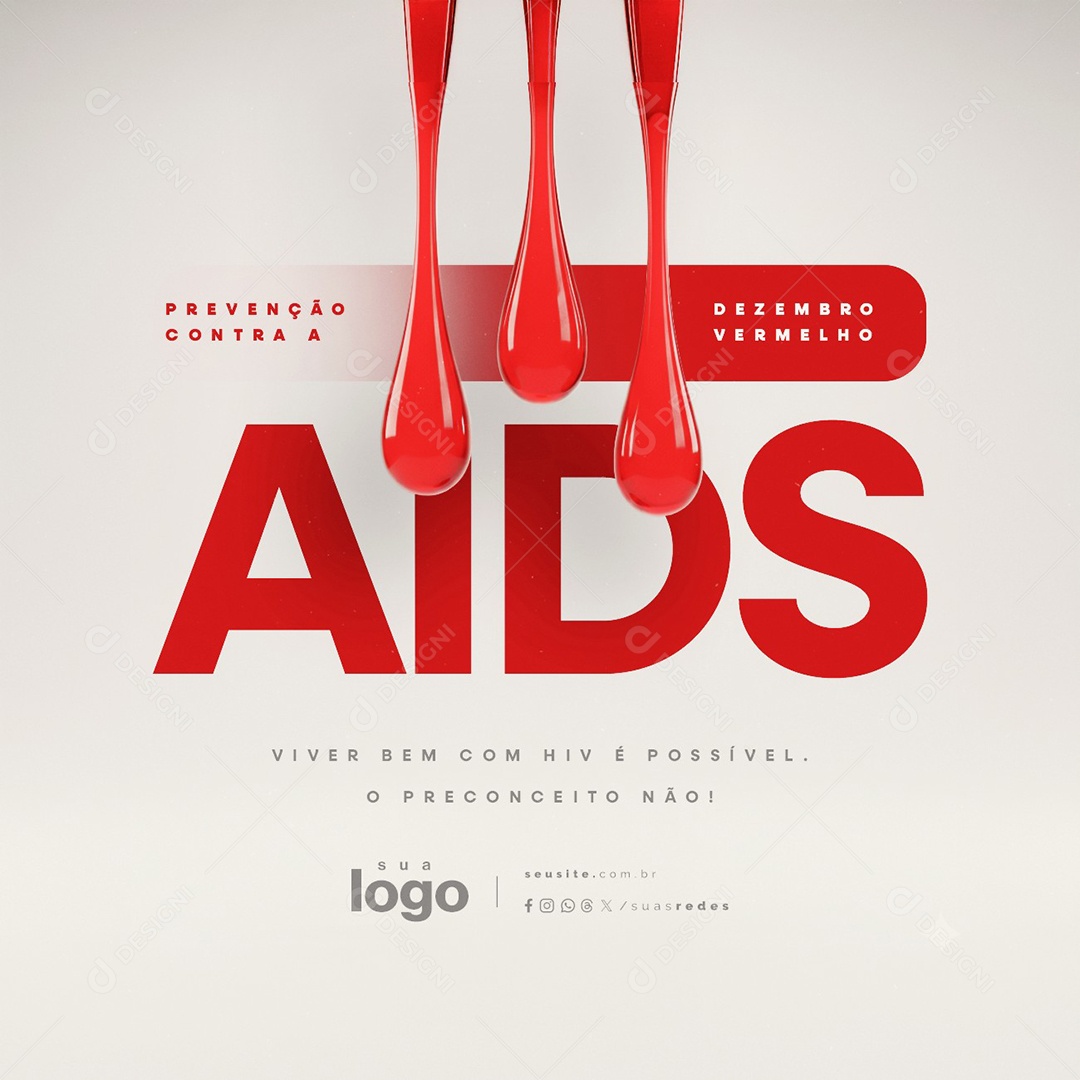 Dezembro Vermelho Prevenção Contra a AIDS Social Media PSD Editável