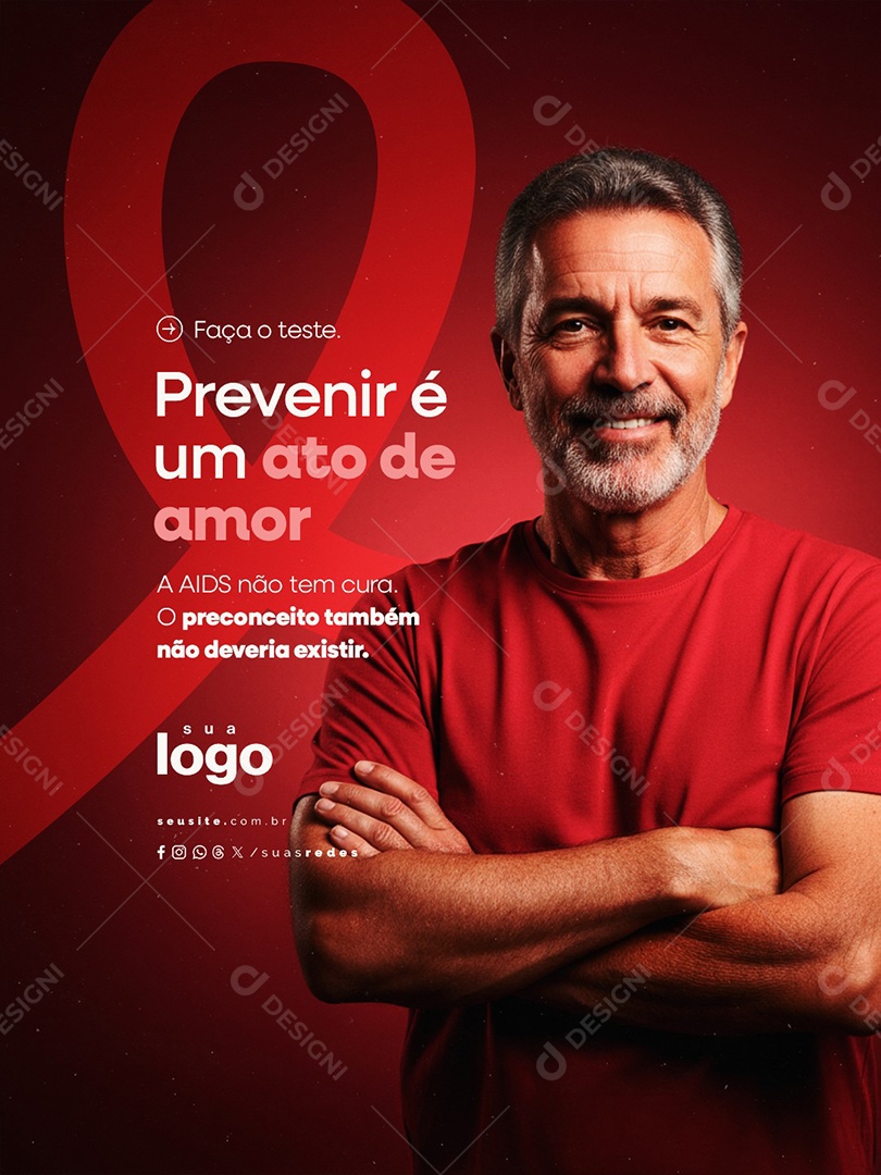 Dezembro Vermelho Prevenir é Um Ato de Amor Social Media PSD Editável