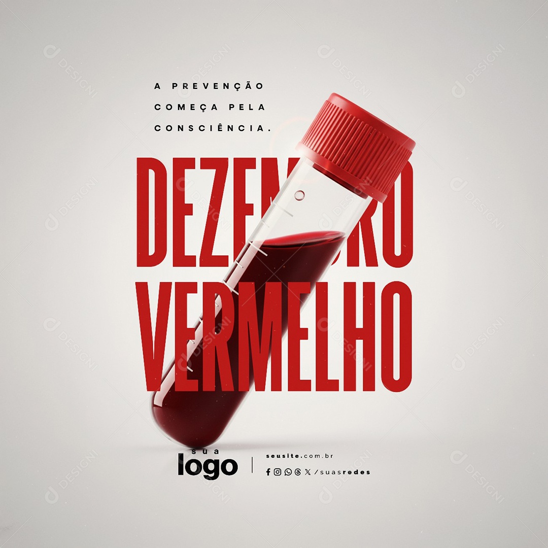 Dezembro Vermelho a Prevenção Começa Pela Consciência Social Media PSD Editável