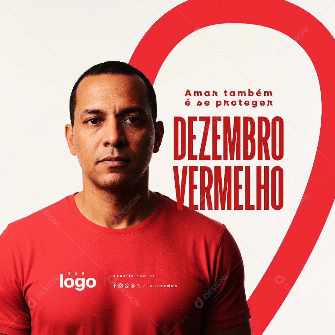 Dezembro Vermelho Amar Também é Se Proteger Social Media PSD Editável