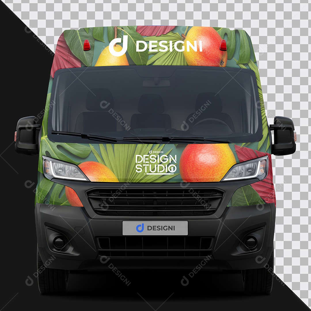 Mockup Van de Entrega Frontal PSD Editável