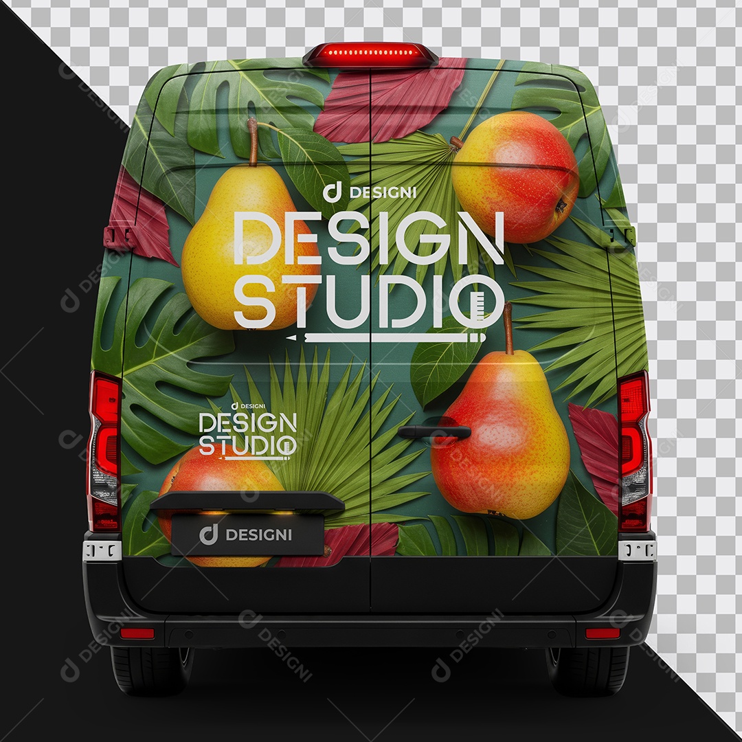 Mockup Van de Entrega Traseira PSD Editável