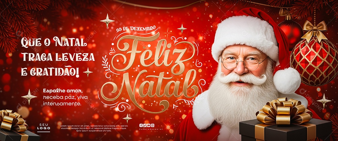 Carrossel Feliz Natal 25 de Dezembro Social Media PSD Editável
